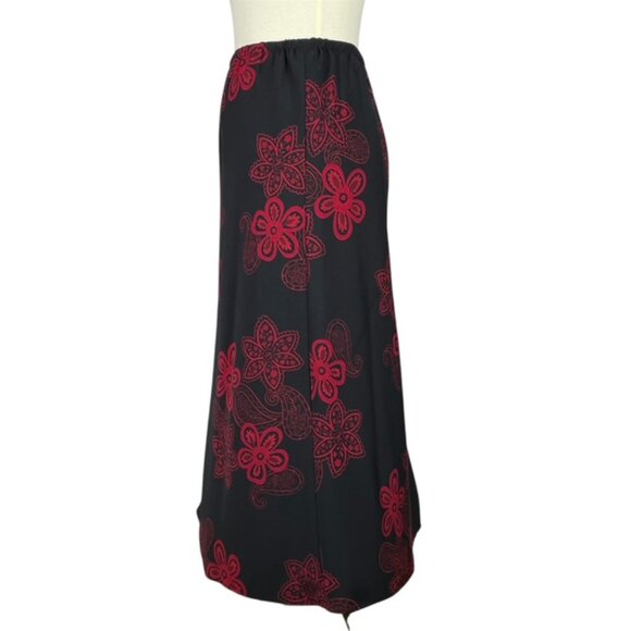 Vtg Y2K Studio I Dark Floral Midi Skirt Sz L Fairy Festival Whimsigoth Modest - Picture 4 of 6